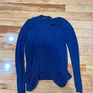 Comptoir Des Cotonniers Blue Draped Open-Front Cardigan